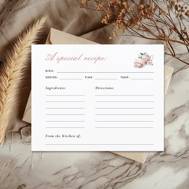 Tea Party Bridal Shower Recipe Card (Creator Uploaded)