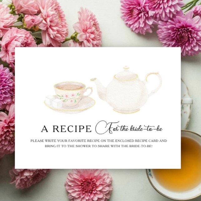 Tea Party Bridal shower Recipe Enclosure Card (Creator Uploaded)