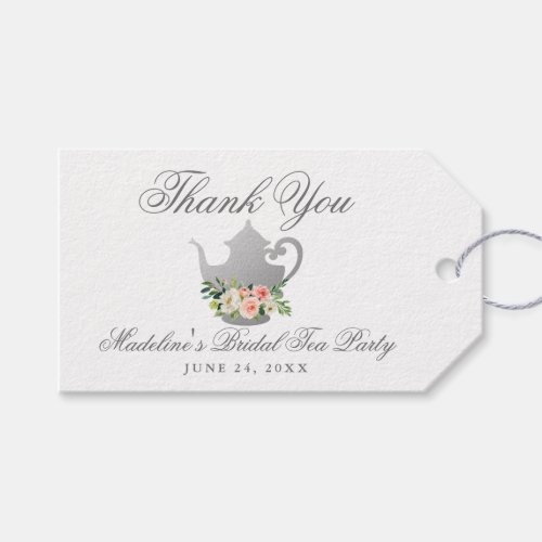 Tea Party Bridal Shower Silver Thank You Gift Tags