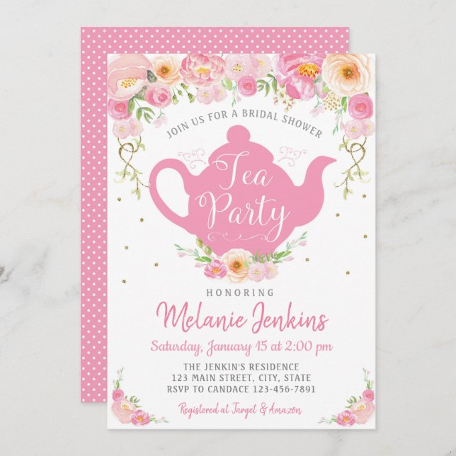 Tea Party Bridal Shower Sprinkle Invitation (Front/Back)