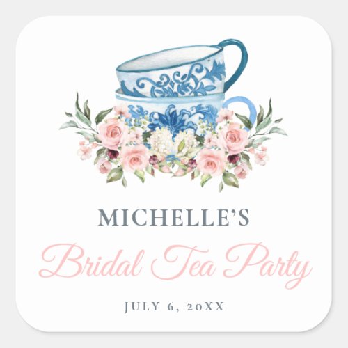 Tea Party Bridal Shower Square Sticker