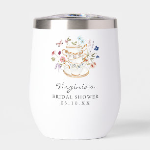 Tea Party Bridal Shower Stemless Wine Tumbler