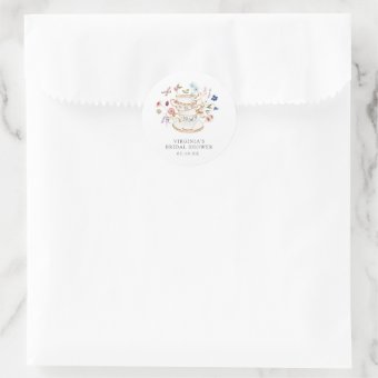 Tea Party Bridal Shower Sticker Zazzle