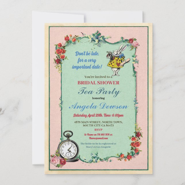 Tea Party Bridal Shower Teapot Wonderland Invite (Front)