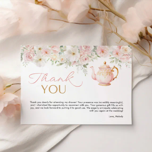 Tea Party Bridal Shower Thank You Card | Zazzle