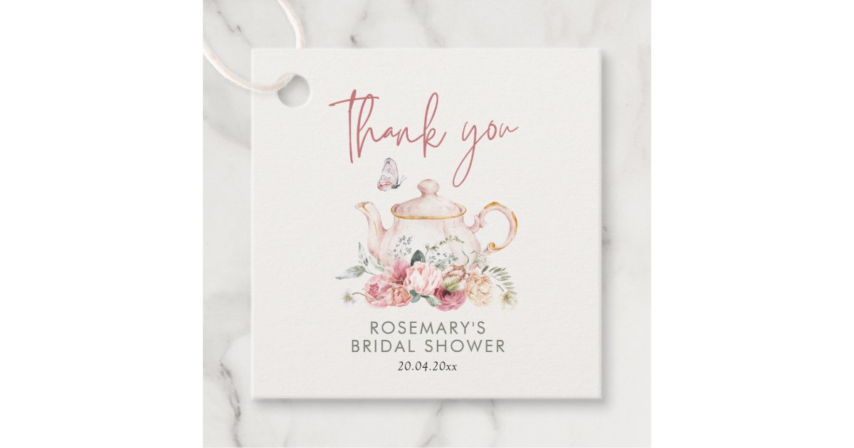 Tea Party Bridal Shower Thank You Favor Tags | Zazzle