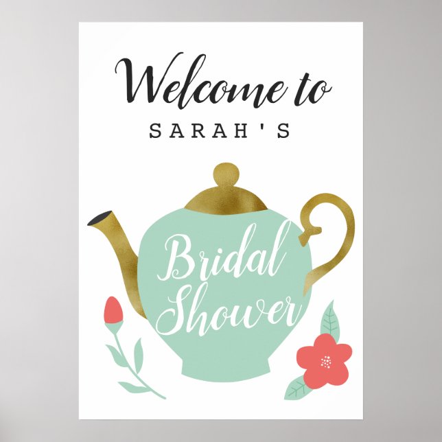 Tea Party Bridal Shower Welcome Sign (Front)