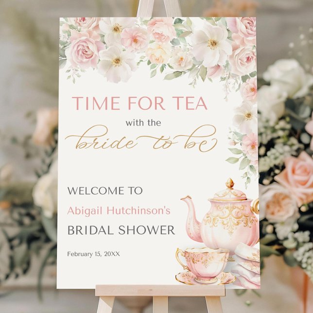 Tea Party Bridal Shower Welcome Sign Time for Tea (Creator Uploaded)