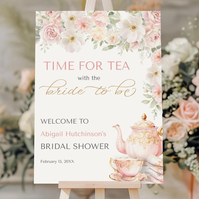 Tea Party Bridal Shower Welcome Sign Time for Tea (Creator Uploaded)