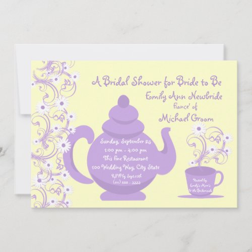 Tea Party Bridal Shower with recipe card Custom Invitation