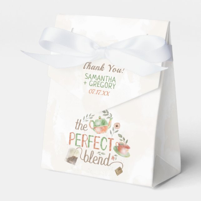 Tea Party Bridal Wedding Shower The Perfect Blend Favor Boxes (Front Side)