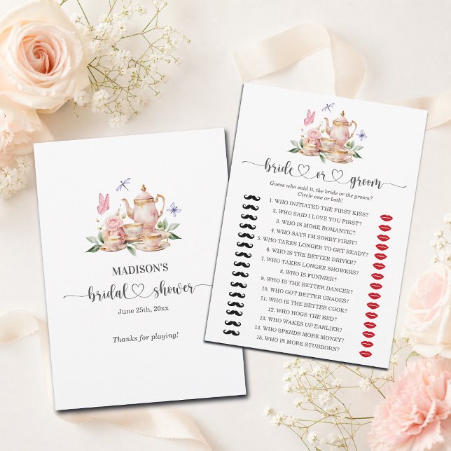 Tea Party Bride or Groom Bridal Shower Game Invitation (Creator Uploaded)