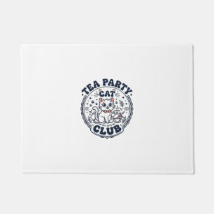 Tea Party Cat Pet Lover Shirt Art - Tea Party Cat  Doormat