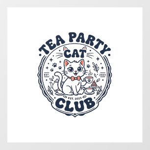Tea Party Cat Pet Lover Shirt Art - Tea Party Cat Floor Decals