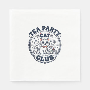 Tea Party Cat Pet Lover Shirt Art - Tea Party Cat Napkins