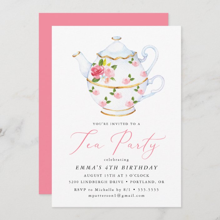 Tea Party Children's Birthday Party Invitation 