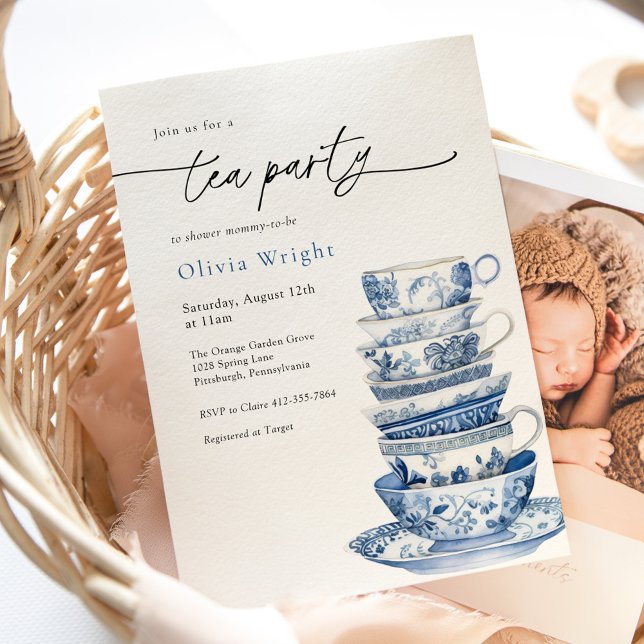 Tea Party Chinoiserie Baby Shower Invitation (Creator Uploaded)