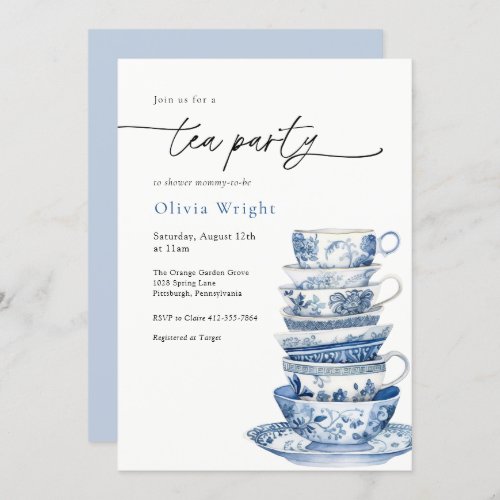 Tea Party Chinoiserie Baby Shower Invitation