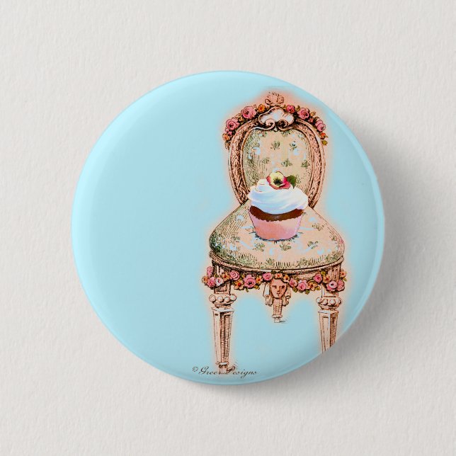 Tea Party Cupcake Design Pinback Button (Front)