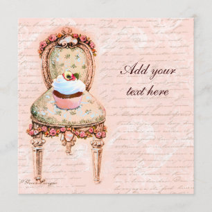 Tea Party Cupcake Victorian Design Invitations
