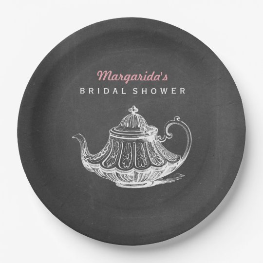 Tea Party Decorations Chalkboard Bridal Shower Paper Plate