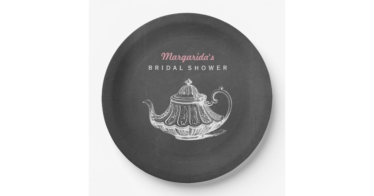 Tea Party Decorations Chalkboard Bridal Shower Paper Plate