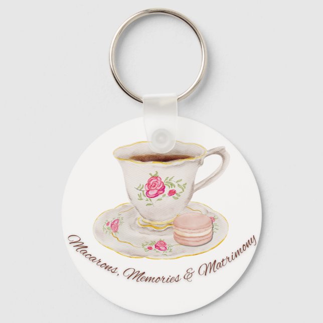 Tea Party Elegant Bridal Shower Bachelorette Keychain (Front)
