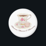 Tea Party Elegant Bridal Shower Bachelorette Magnet<br><div class="desc">Add a touch of timeless charm to your bridal celebration with this Macarons, Memories & Matrimony design. Featuring a delicate vintage-style teacup and saucer adorned with pink roses, alongside sweet pastel macarons, this artwork is perfect for an elegant tea party bridal shower, engagement party, or wedding brunch. Celebrate the bride-to-be...</div>