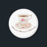 Tea Party Elegant Bridal Shower Bachelorette Magnet<br><div class="desc">Add a touch of timeless charm to your bridal celebration with this Macarons, Memories & Matrimony design. Featuring a delicate vintage-style teacup and saucer adorned with pink roses, alongside sweet pastel macarons, this artwork is perfect for an elegant tea party bridal shower, engagement party, or wedding brunch. Celebrate the bride-to-be...</div>