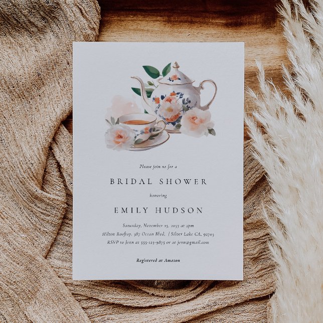 Tea Party Elegant Bridal Shower Invitation (Creator Uploaded)