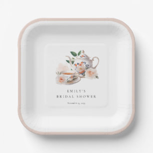 Tea Party Elegant Bridal Shower Paper Plates