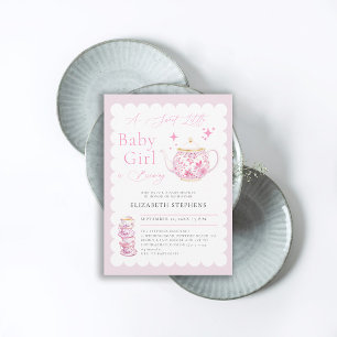 Tea Party Elegant Modern Sweet Baby Girl Shower Invitation
