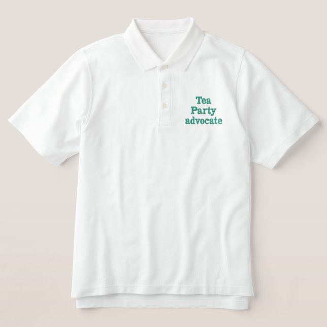 Tea Party Embroidered Polo Shirt (Design Front)