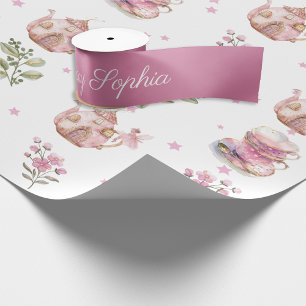 Tea Party Fairy Girl Blush Pink Flowers Birthday Satin Ribbon