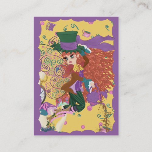 Tea Party Fairy Vintage Watch and Mushrooms Business Card