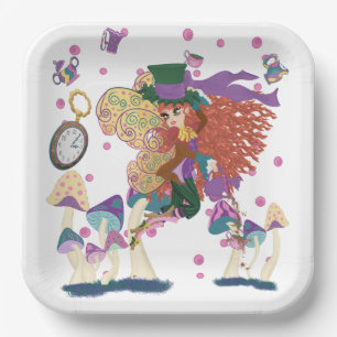 Tea Party Fairy, Vintage Watch, and Mushrooms Paper Plates