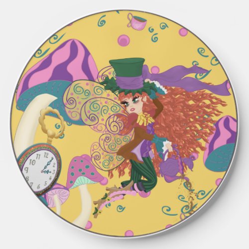 Tea Party Fairy Vintage Watch and Mushrooms Wireless Charger