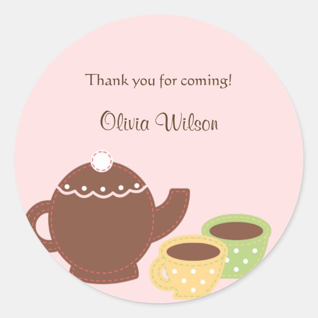 Tea Party Favor Sticker or Envelope Seal (Front)