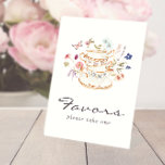 Tea Party Favors Pedestal Sign<br><div class="desc">Let Your Special Day Blossom with Tea Party Favors Pedestal Sign! This design features stunning hand-painted watercolor florals in hues of deep purple, dusty blue, and blush pink with sage greenery. Whether you're hosting a garden party or a cozy, intimate gathering, this beautiful pedestal sign design will bring a special...</div>