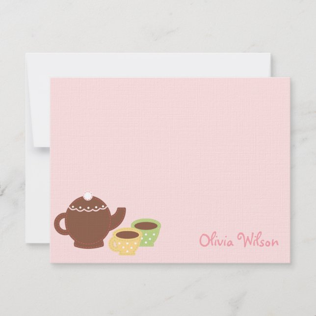 Tea Party Flat Thank You Card/Note Card (Front)