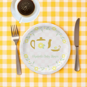 Tea Party Floral Baby Shower Paper Plates