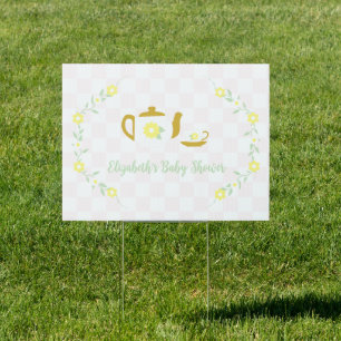 Tea Party Floral Baby Shower Sign