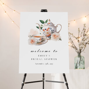Tea Party Floral Bridal Shower Welcome Sign