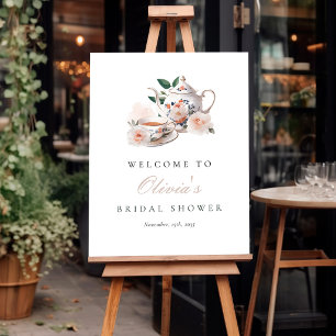 Tea Party Floral Bridal Shower Welcome Sign