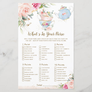 Tea Party Floral Shower What's In Your Purse Game