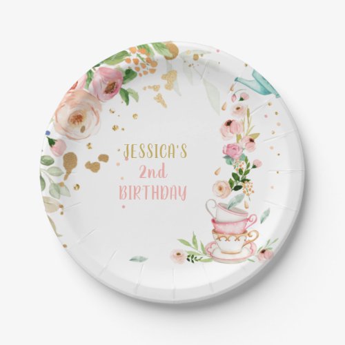 Tea Party Floral Tea Birthday Par_tea Floral Pink Paper Plates