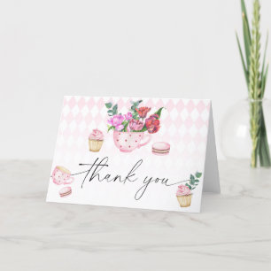 Tea Party Flowers baby shower thank you 
