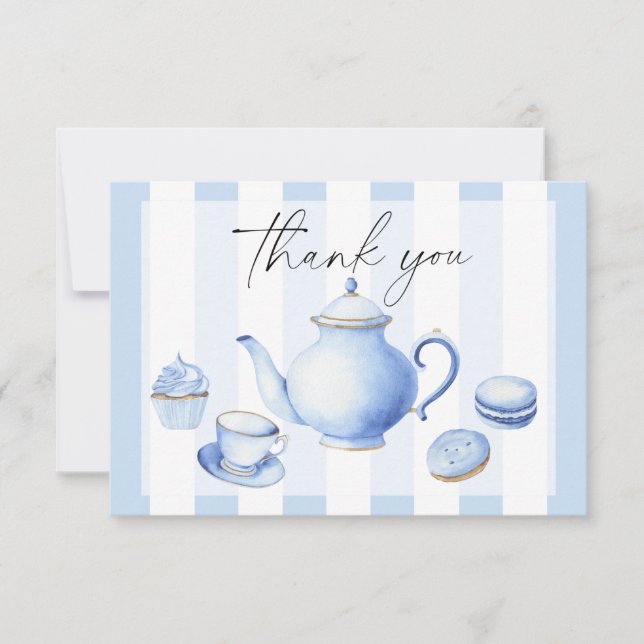 Tea Party Flowers baby shower thank you  Card (Front)