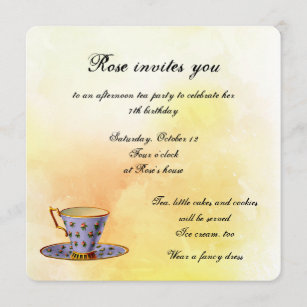 Tea Party for a Little Girls Birthday Invitation