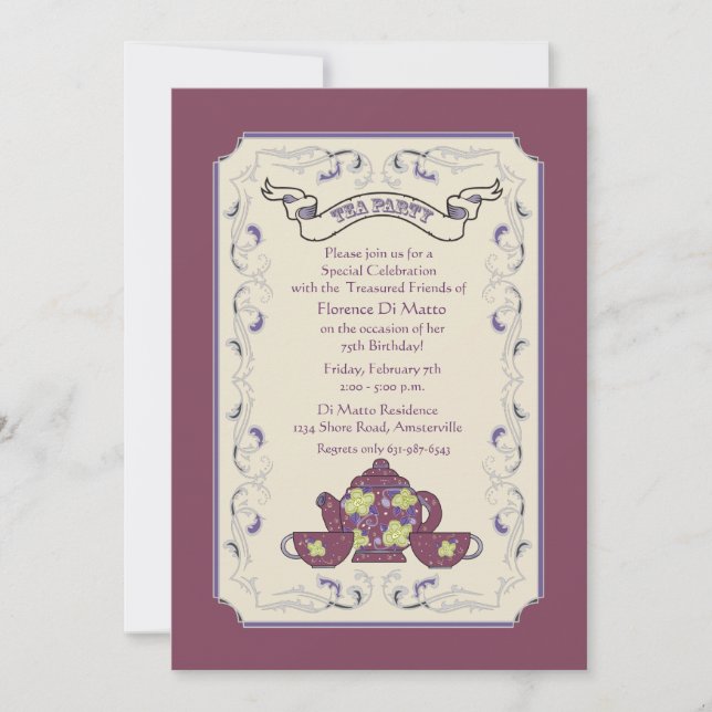 Tea Party Frame Invitation (Front)